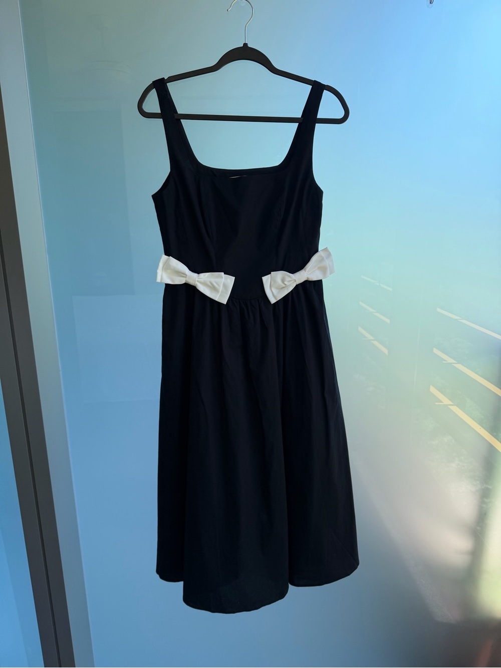 WAYF White Bow Black Midi Dress - Picture 2 of 4